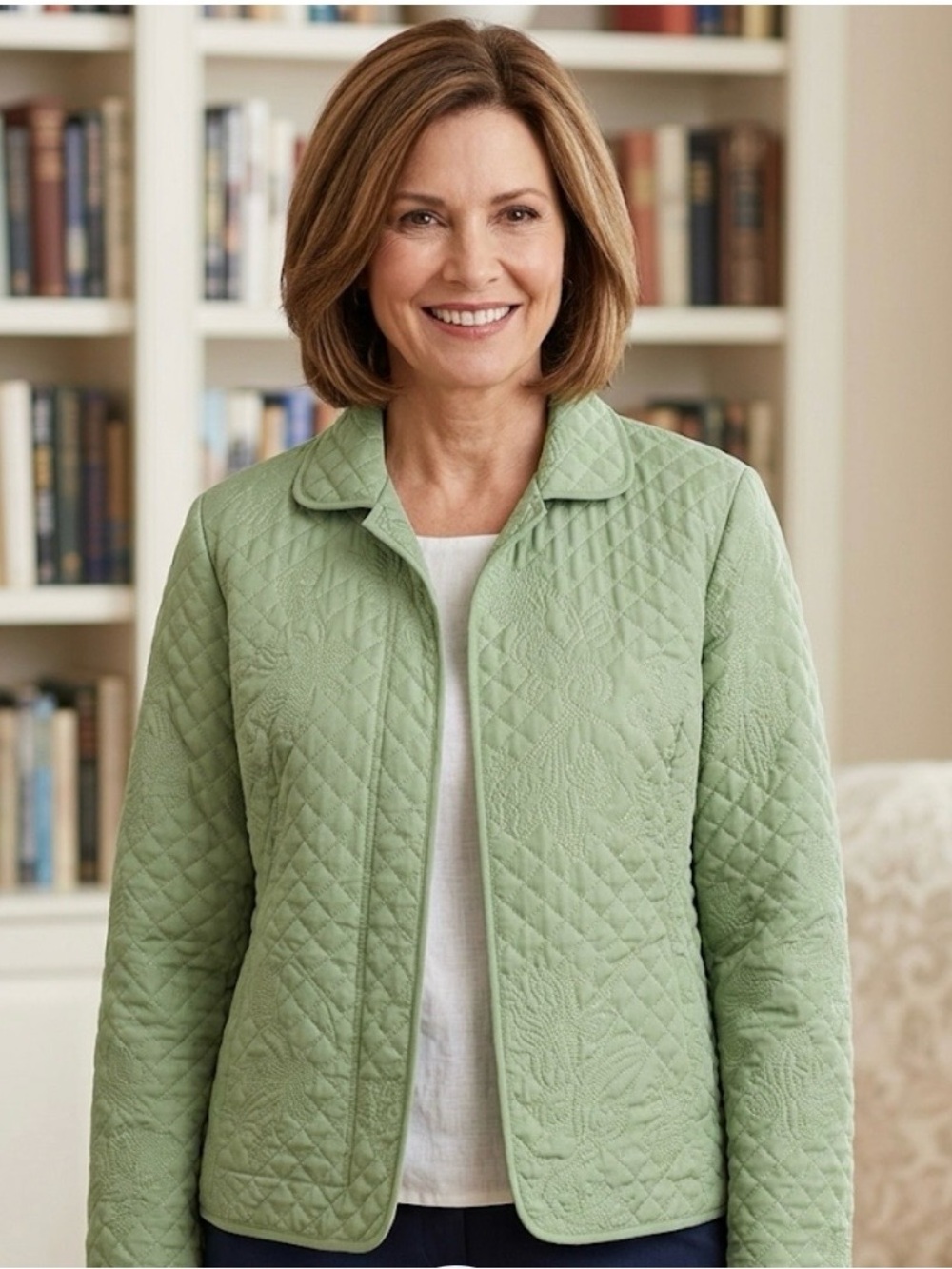 RQT Quilted Zip Front Jacket Green sz PM
